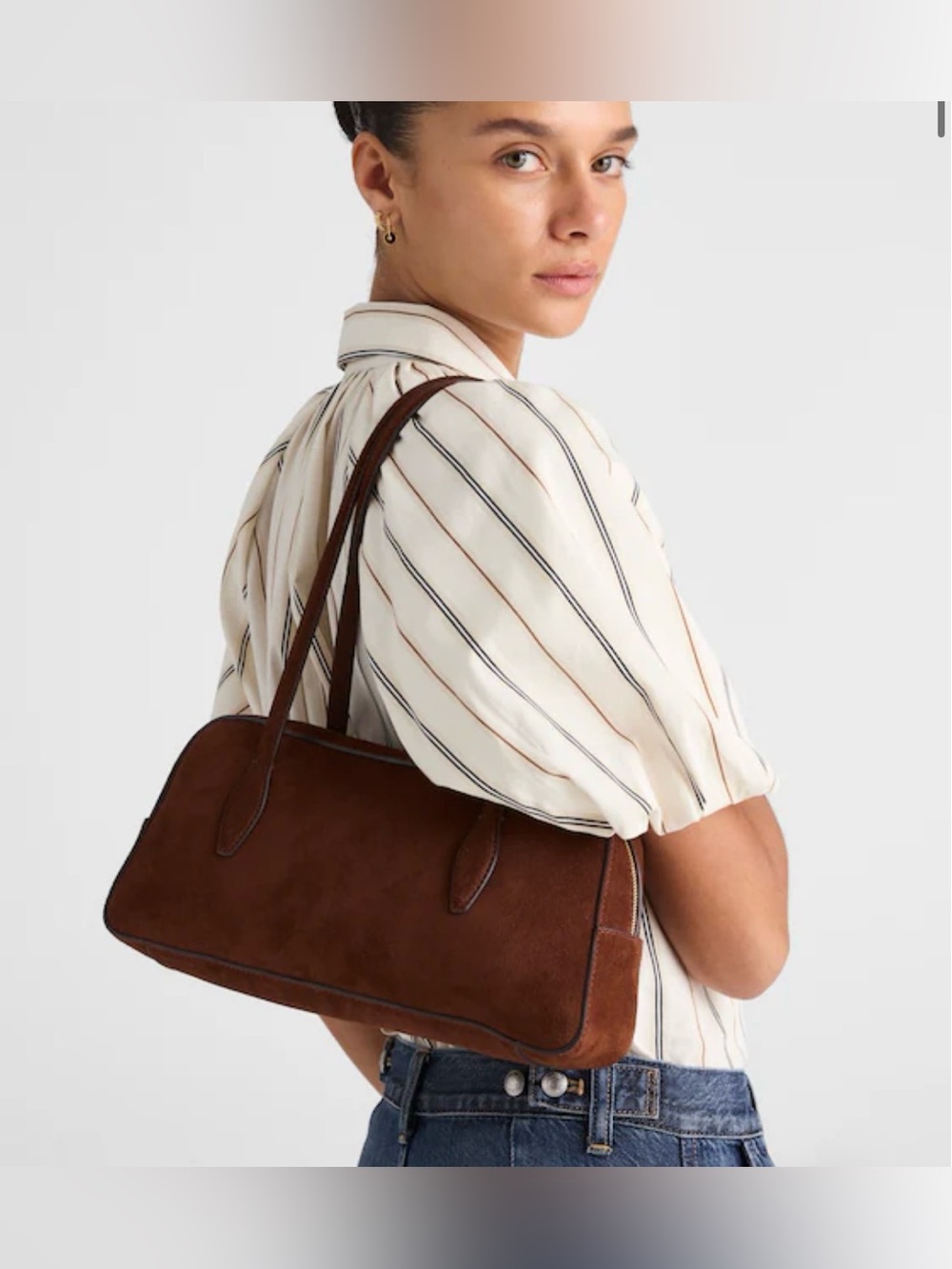 Madewell Top Zip Dark Brown Leather Shoulder Bag